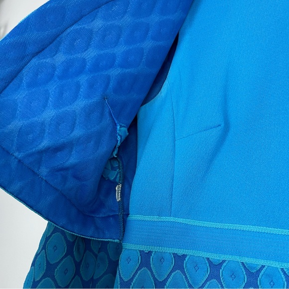 Vintage Blue Geometric Print Dress and Jacket Belfry By Gerald Pierce - Picture 10 of 16